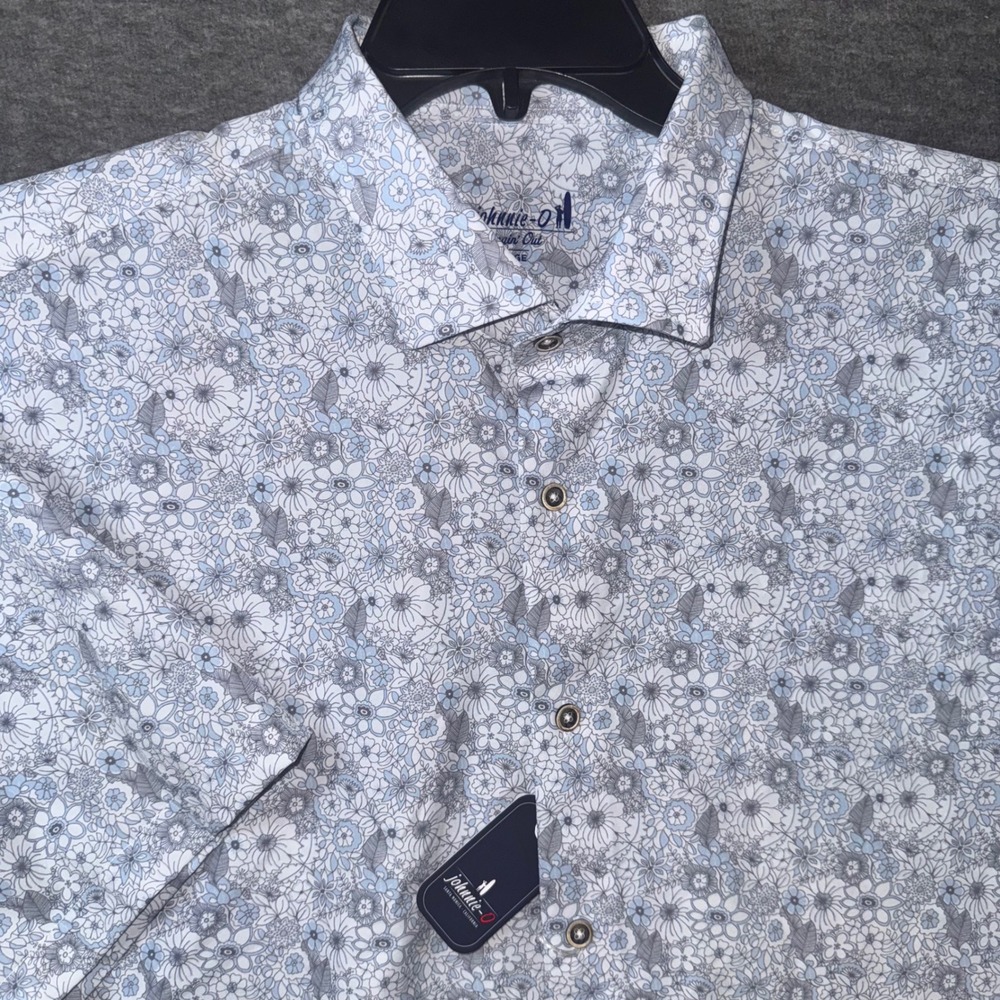 Johnnie-O Hangin Out Men Kayce Floral Print Button Up Shirt Stretch Sz S NEW